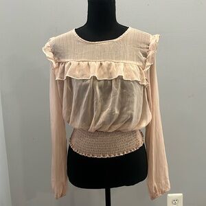 Ruffle high neck long sleeve shirt